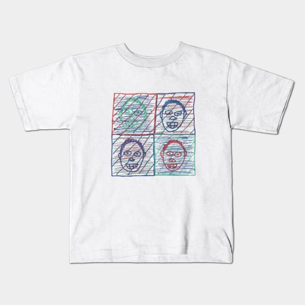 The Four Fabulous Faces of Fabio The Flatulent Flutist Kids T-Shirt by G-Worthy